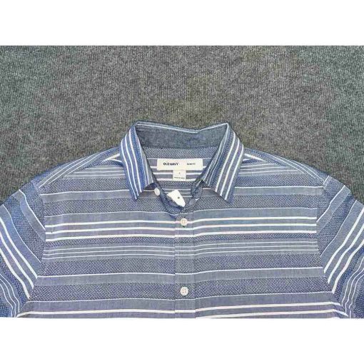 Áo sơ mi nam OLD NAVY kẻ sọc xanh chính hãng secondhand – Size S - Ảnh 3