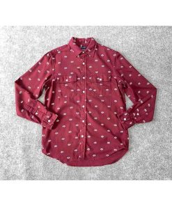 Alternative view of Áo sơ mi nam OLD NAVY Vintage màu đỏ burgundy chính hãng secondhand – Size S