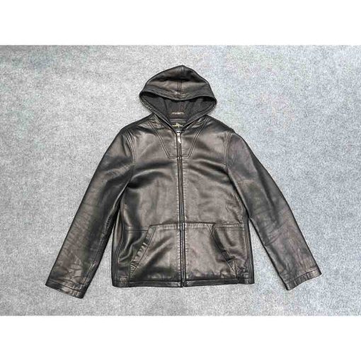 Áo da cừu nam BRANDON THOMAS Hoodie Jacket chính hãng 2hand