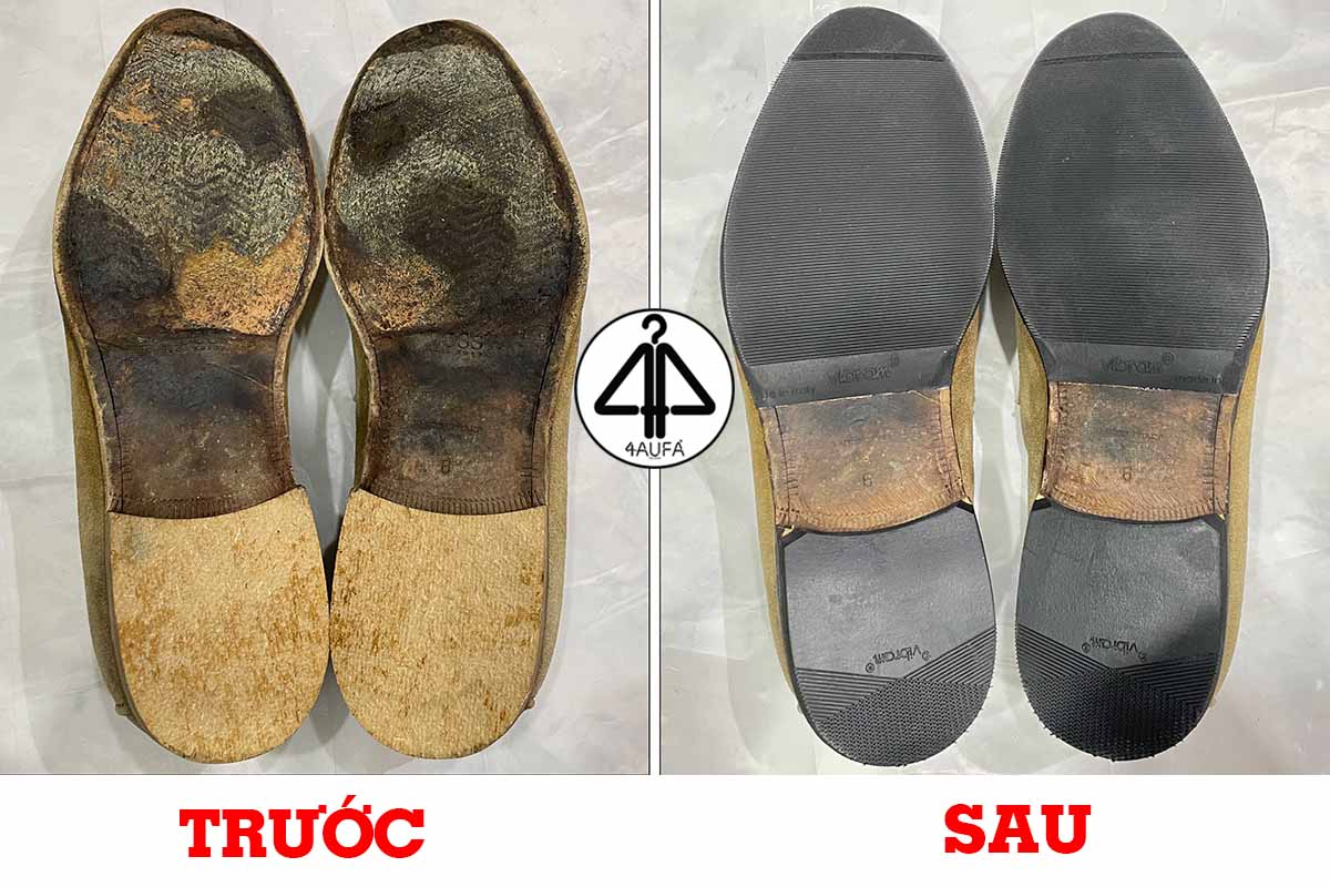 Trước và sau khi dán đế chống trượt