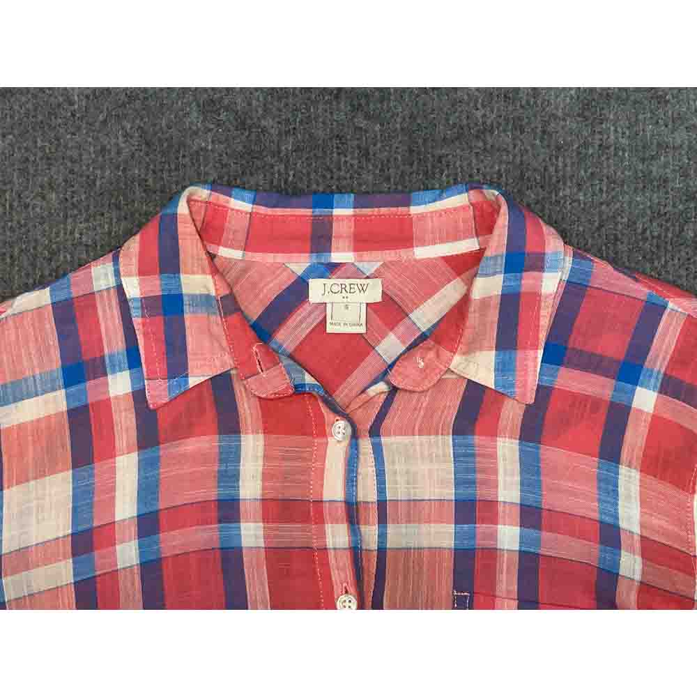Áo sơ mi chui đầu unisex J CREW Plaid Gauze Popover chính hãng 2hand – Size S - Ảnh 4